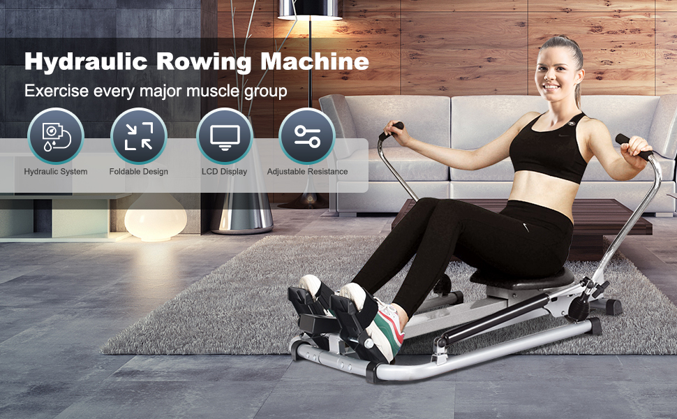Costway Total Motion Rowing Machine Rower with LCD Monitor