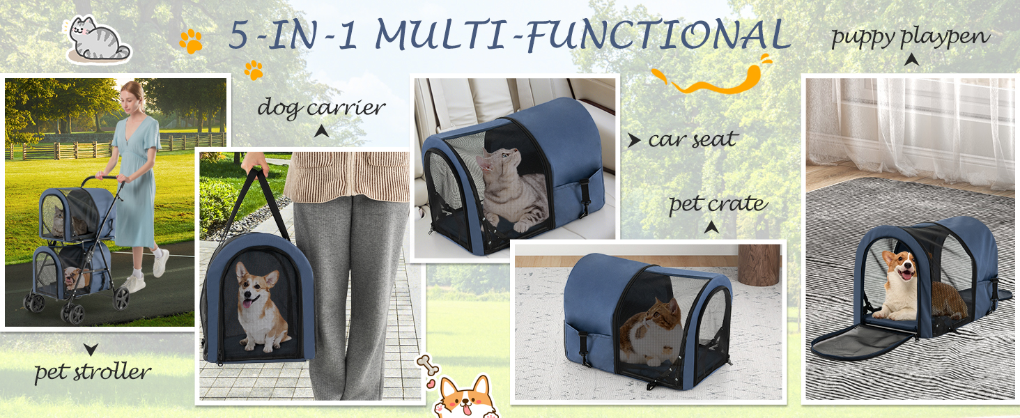 4-in-1 Double Layer Pet Stroller