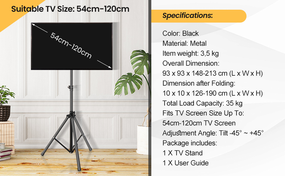 TV stand, TV tripod, display floor TV stand, flat panel TV tripod, foldable TV stand
