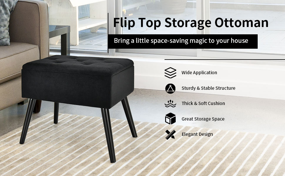Velvet Storage Ottoman