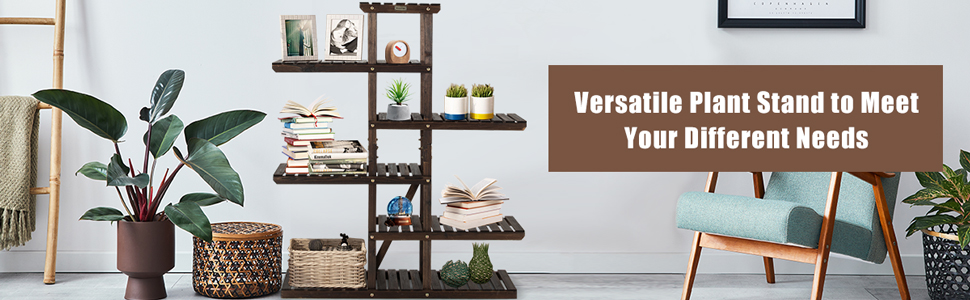 6-Tier Wooden Plant Stand for Indoor & Outdoor