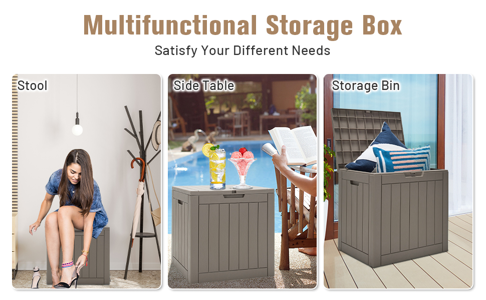 Costway Deck Box, 114L Outdoor Storage Box for Patio Tools, Cushions Garden Supplies Multifunctional