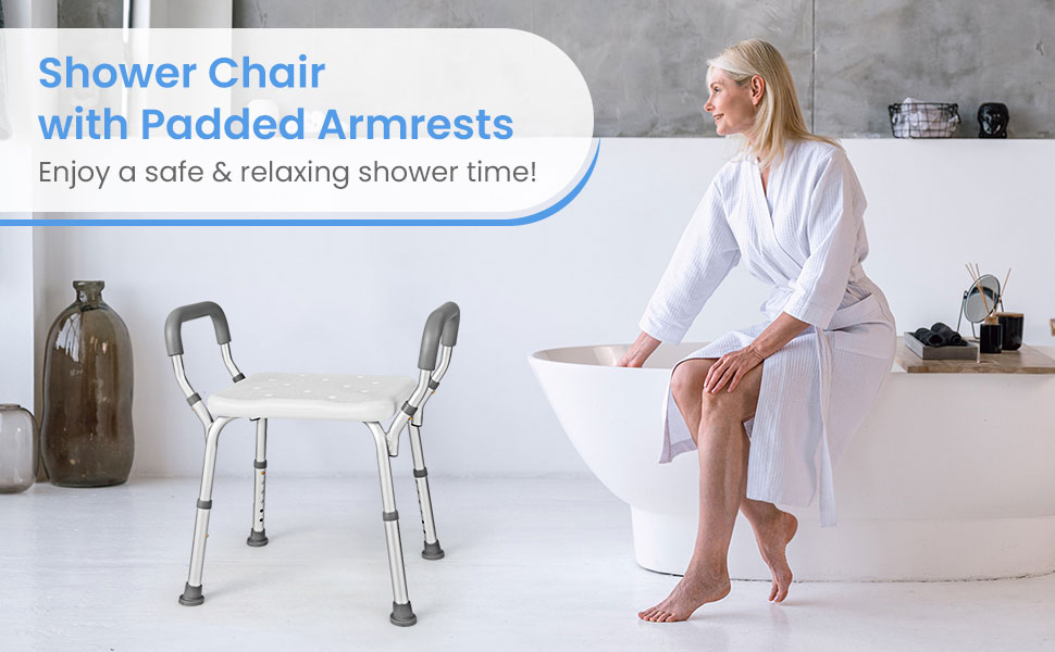 Shower Chair with Padded Armrests