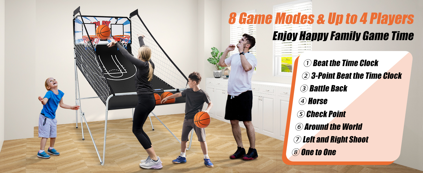 Costway Foldable Dual Shot Basketball Arcade Game, Indoor & Outdoor 1-4 Player Basketball Game