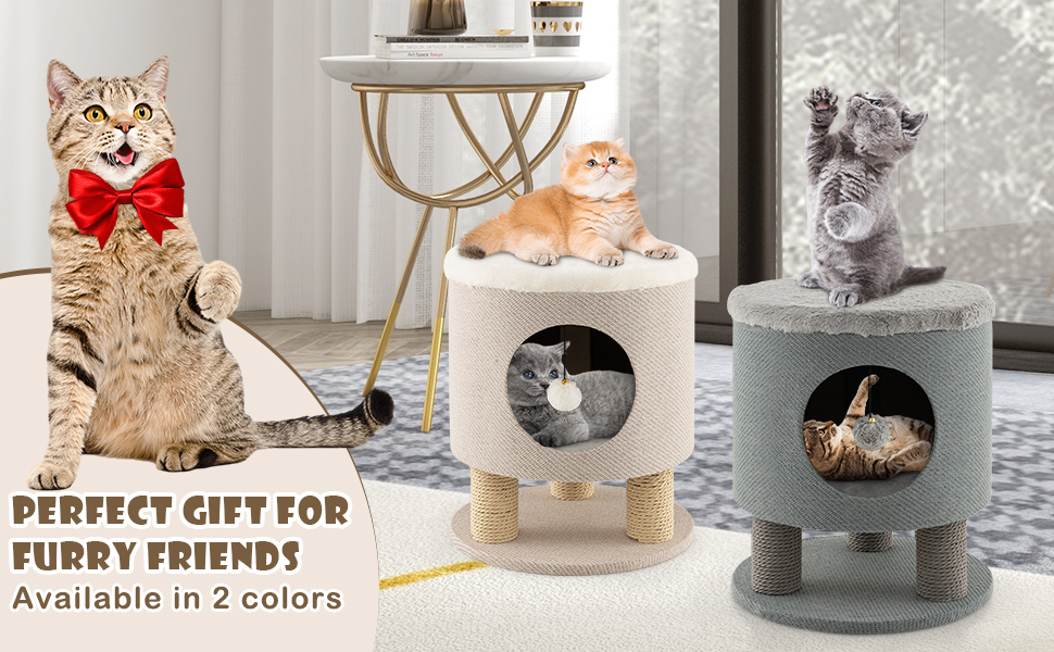 Costway Cat Condo Stool for Indoor Cats, Pet House Ottoman & Kitty Bed