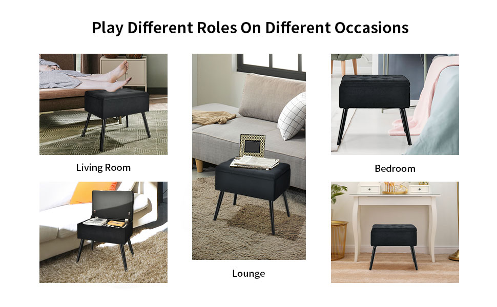 Velvet Storage Ottoman