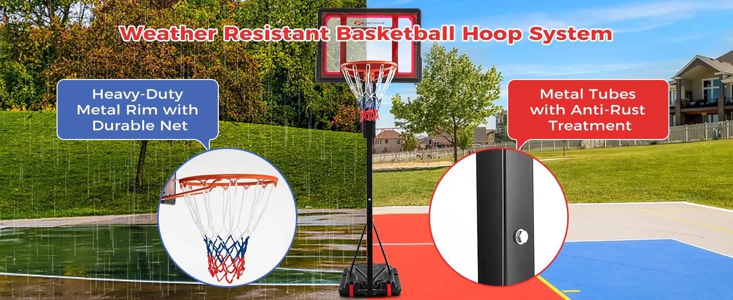 Costway Outdoor Basketball Hoop, Portable Basketball Goal System