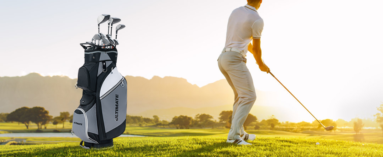 Costway 14-Way Golf Cart Bag, Lightweight Portable Golf Club Bag with 7/8 Zipper Pockets