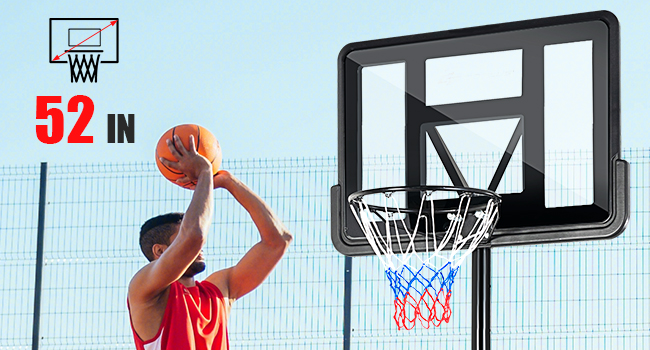 Costway Basketball Hoop Stand, Rim Height Adjustable 4.25ft - 10ft, Basketball Stand System with Net
