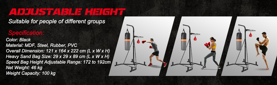 Costway Heavy Bag Stand, Heavy Duty Sandbag Rack with Heavy Bag & Adjustable Speed Bag,