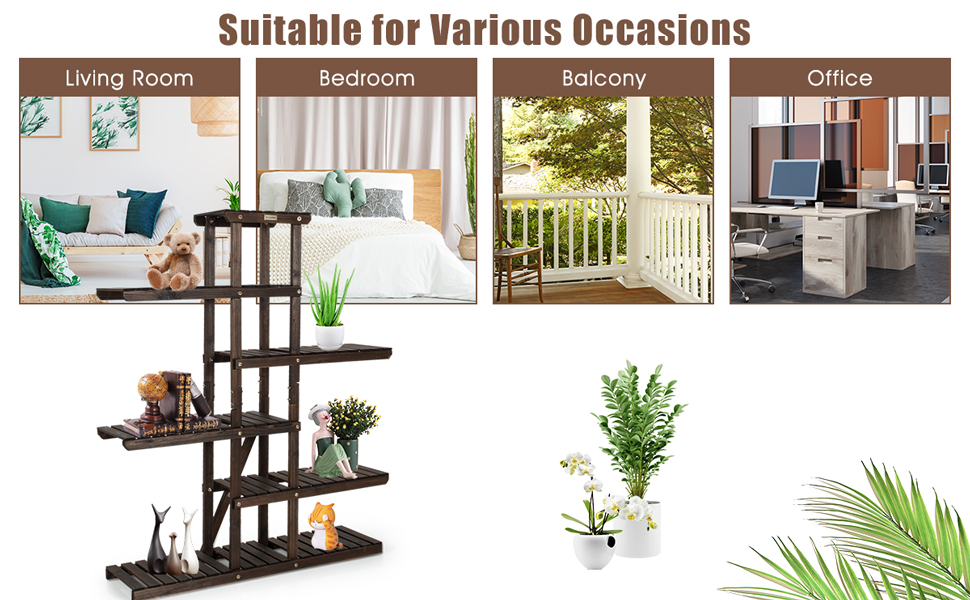 6-Tier Wooden Plant Stand for Indoor & Outdoor