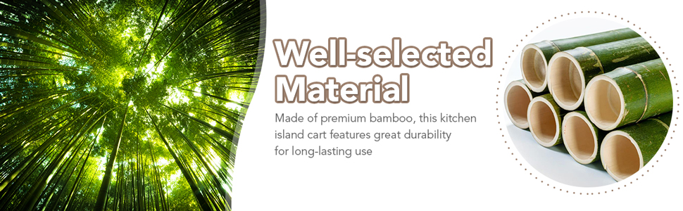 Rolling Bamboo Kitchen Island Cart