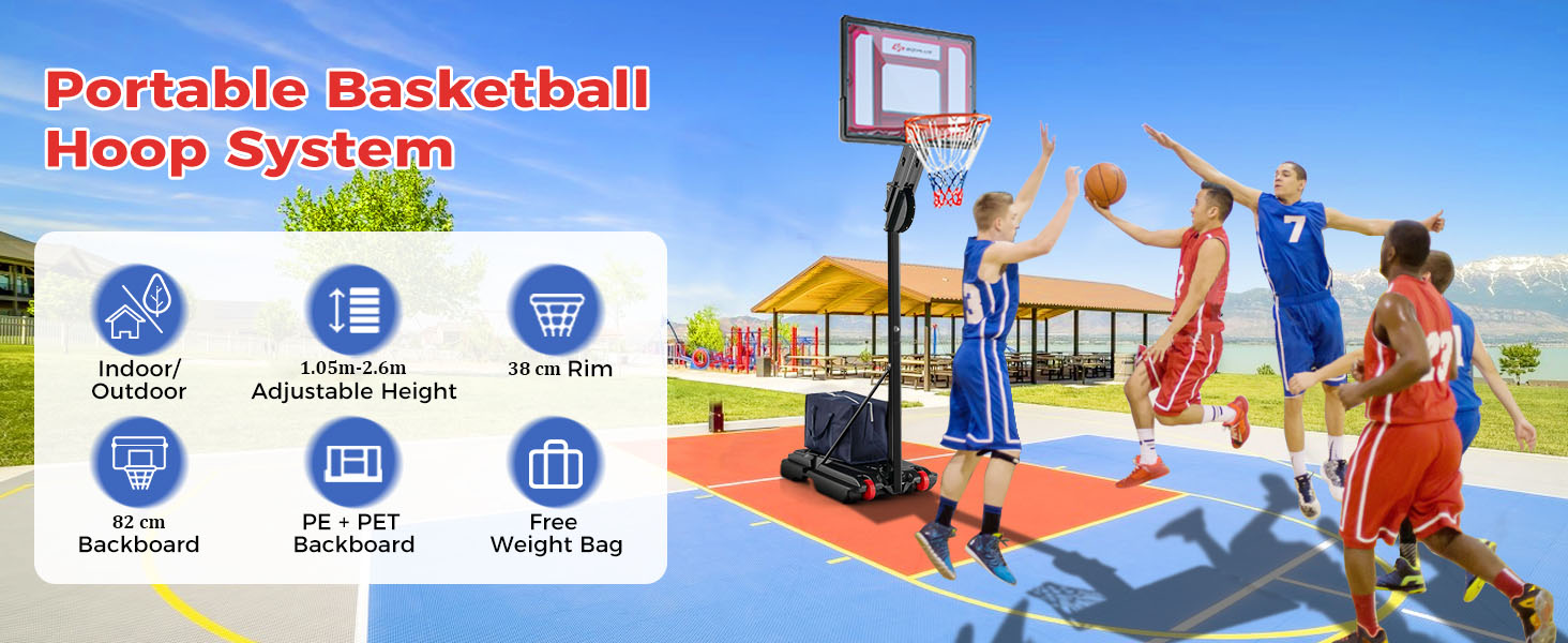Costway Outdoor Basketball Hoop, Portable Basketball Goal System