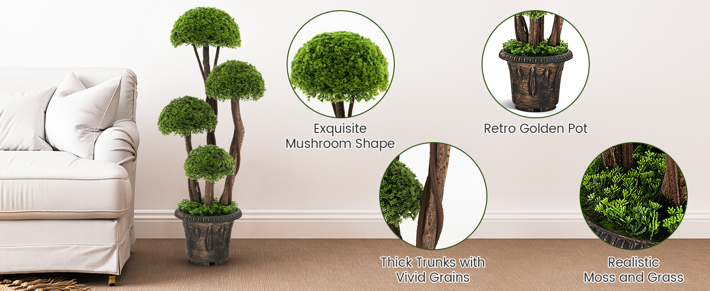 90 cm Artificial Cedar Topiary Tree, Indoor & Outdoor Fake Topiary Cypress Plant