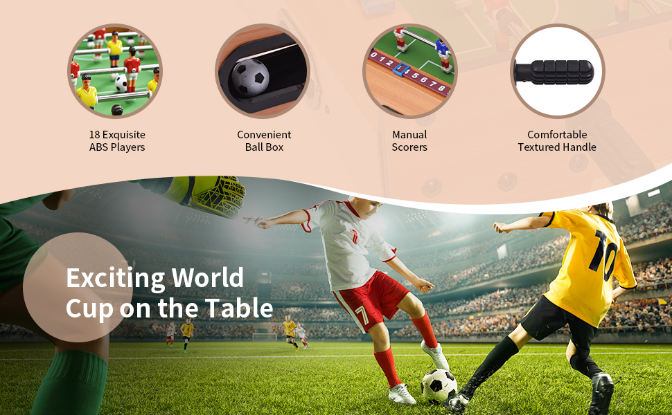 Costway Foosball Table, 2-player Tabletop Soccer Game Set w/ 2 Footballs & 18 Players