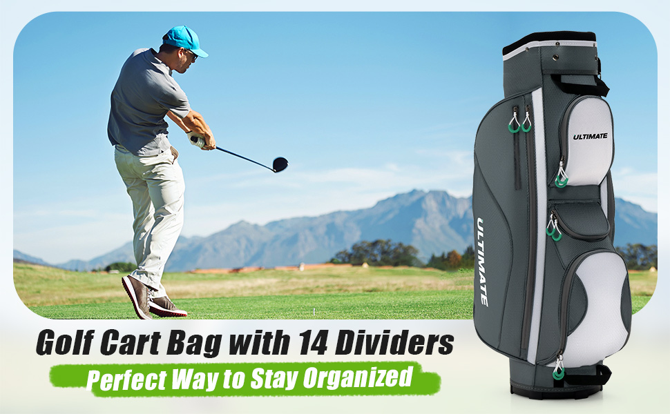 Costway Golf Cart Bag with 14 Dividers, Lightweight Golf Cart Bag with Shoulder Strap
