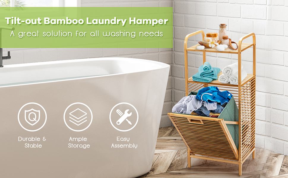 tilt out bamboo laundry hamper