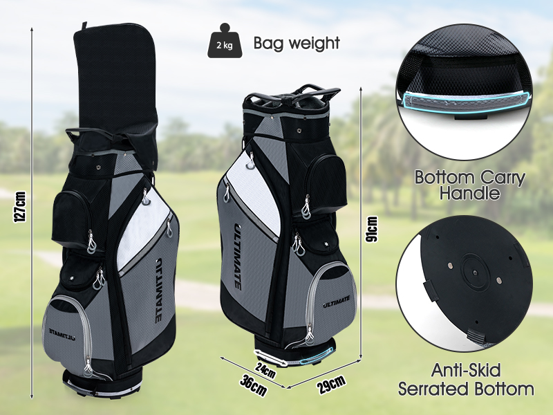 .Costway 14-Way Golf Cart Bag, Lightweight Portable Golf Club Bag with 7/8 Zipper Pockets