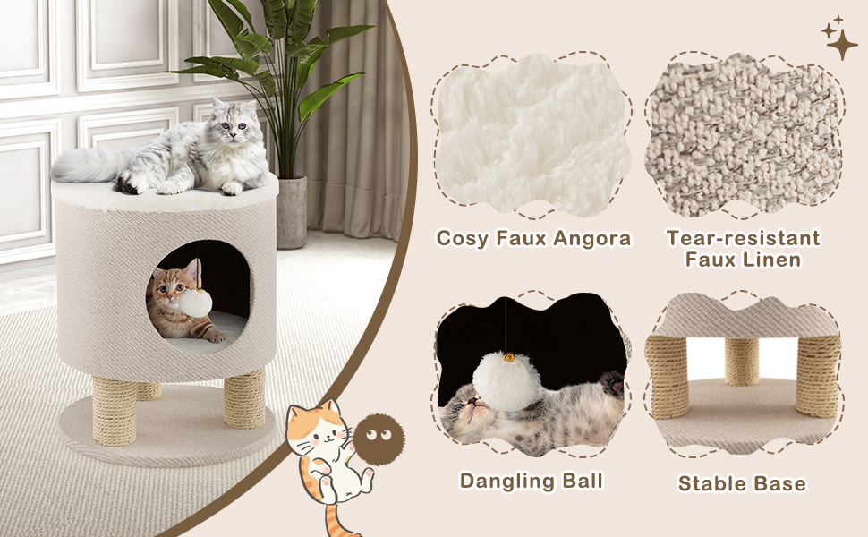 Costway Cat Condo Stool for Indoor Cats, Pet House Ottoman & Kitty Bed