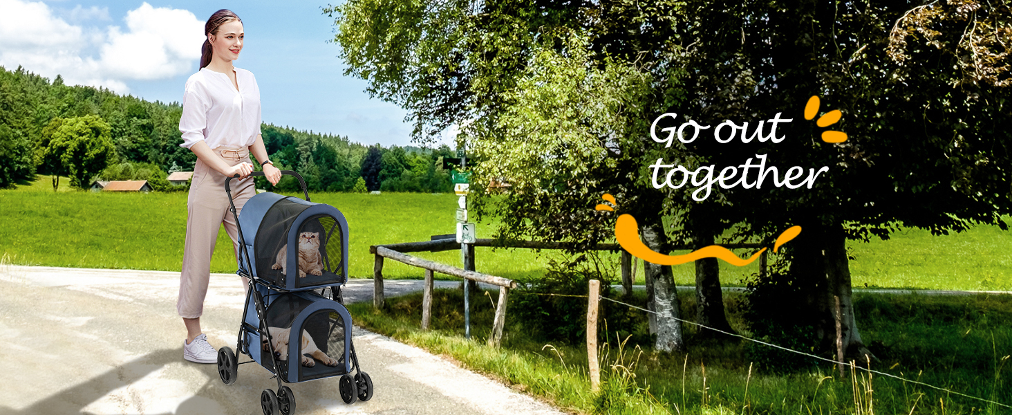 4-in-1 Double Layer Pet Stroller
