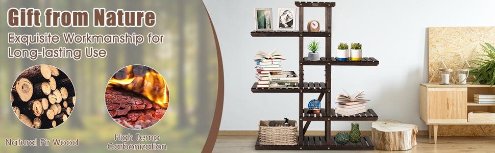 6-Tier Wooden Plant Stand for Indoor & Outdoor