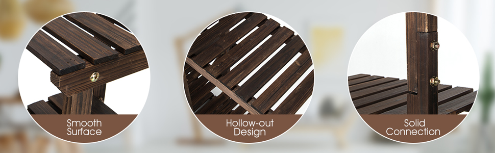 6-Tier Wooden Plant Stand for Indoor & Outdoor