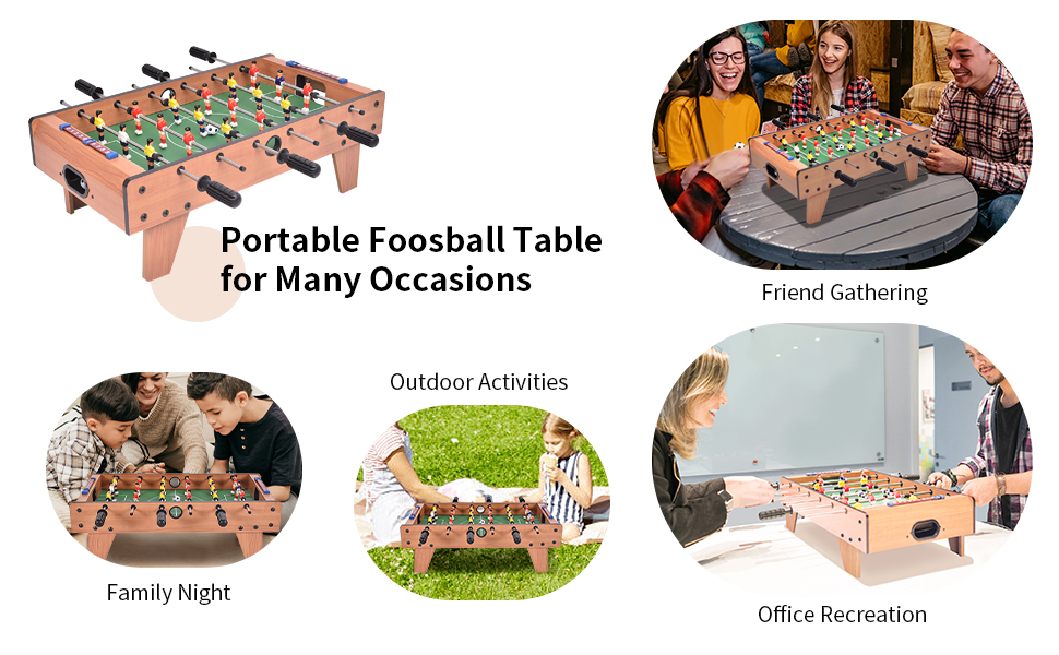 Costway Foosball Table, 2-player Tabletop Soccer Game Set w/ 2 Footballs & 18 Players