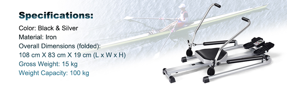 Costway Total Motion Rowing Machine Rower with LCD Monitor