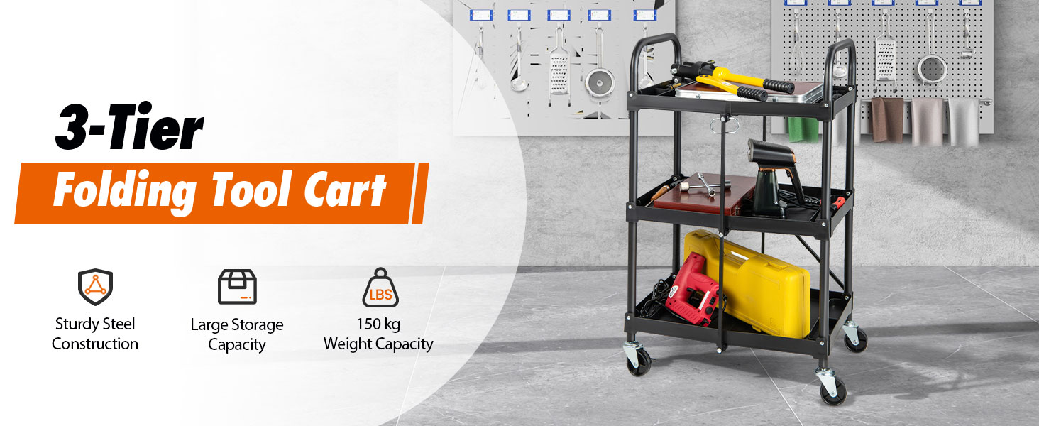 3-Tier Folding Tool Cart