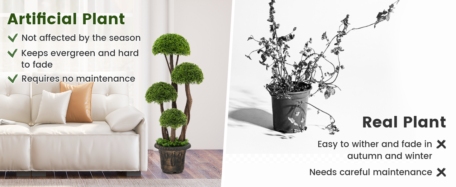 90 cm Artificial Cedar Topiary Tree, Indoor & Outdoor Fake Topiary Cypress Plant