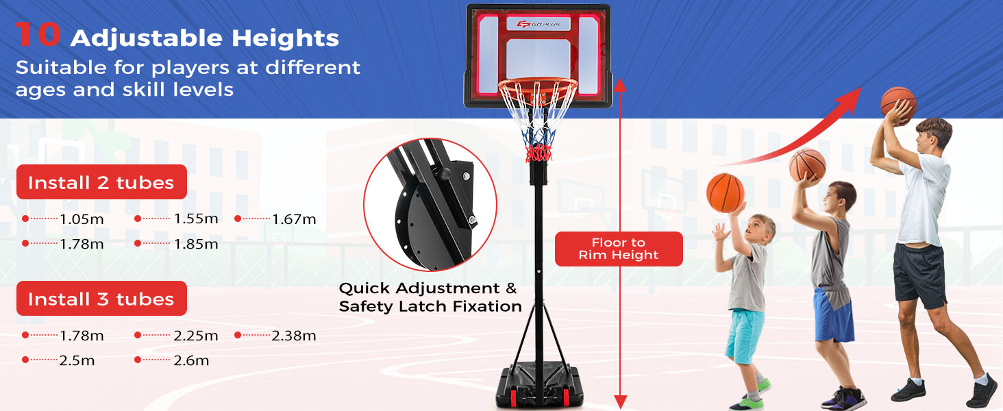 Costway Outdoor Basketball Hoop, Portable Basketball Goal System